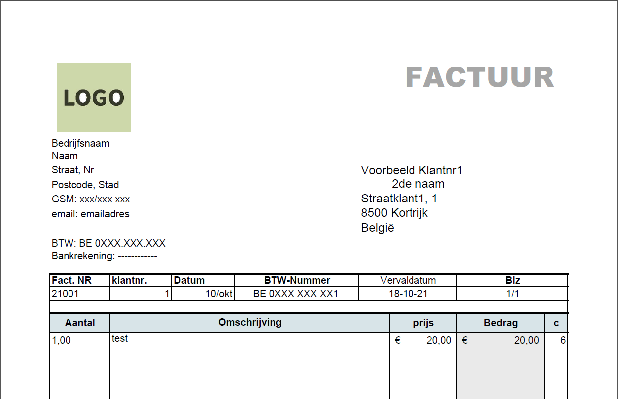 Facturen maken in Excel